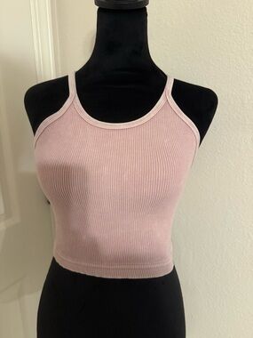 FP Movement by Free People Ribbed Cropped Sports Bra Top in Light Pink